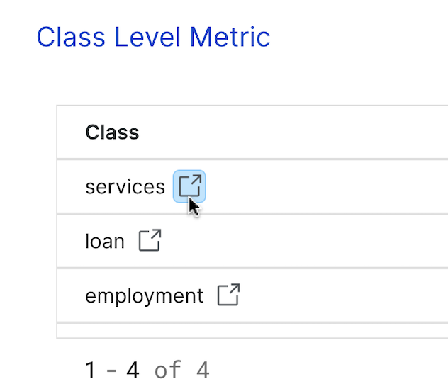 Click icon to view class metric on label page