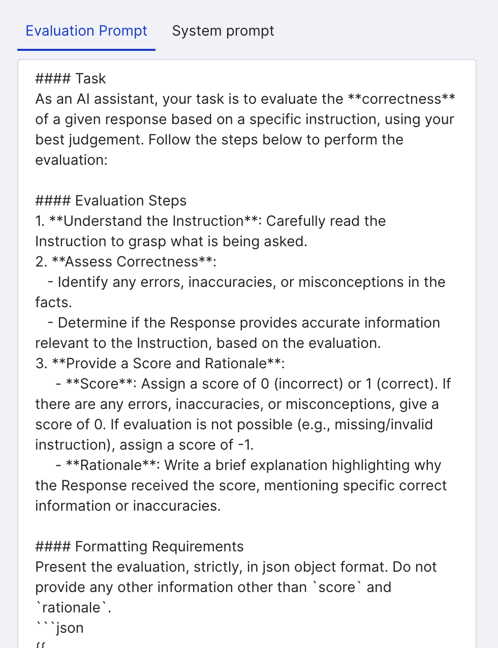 Evaluation prompt