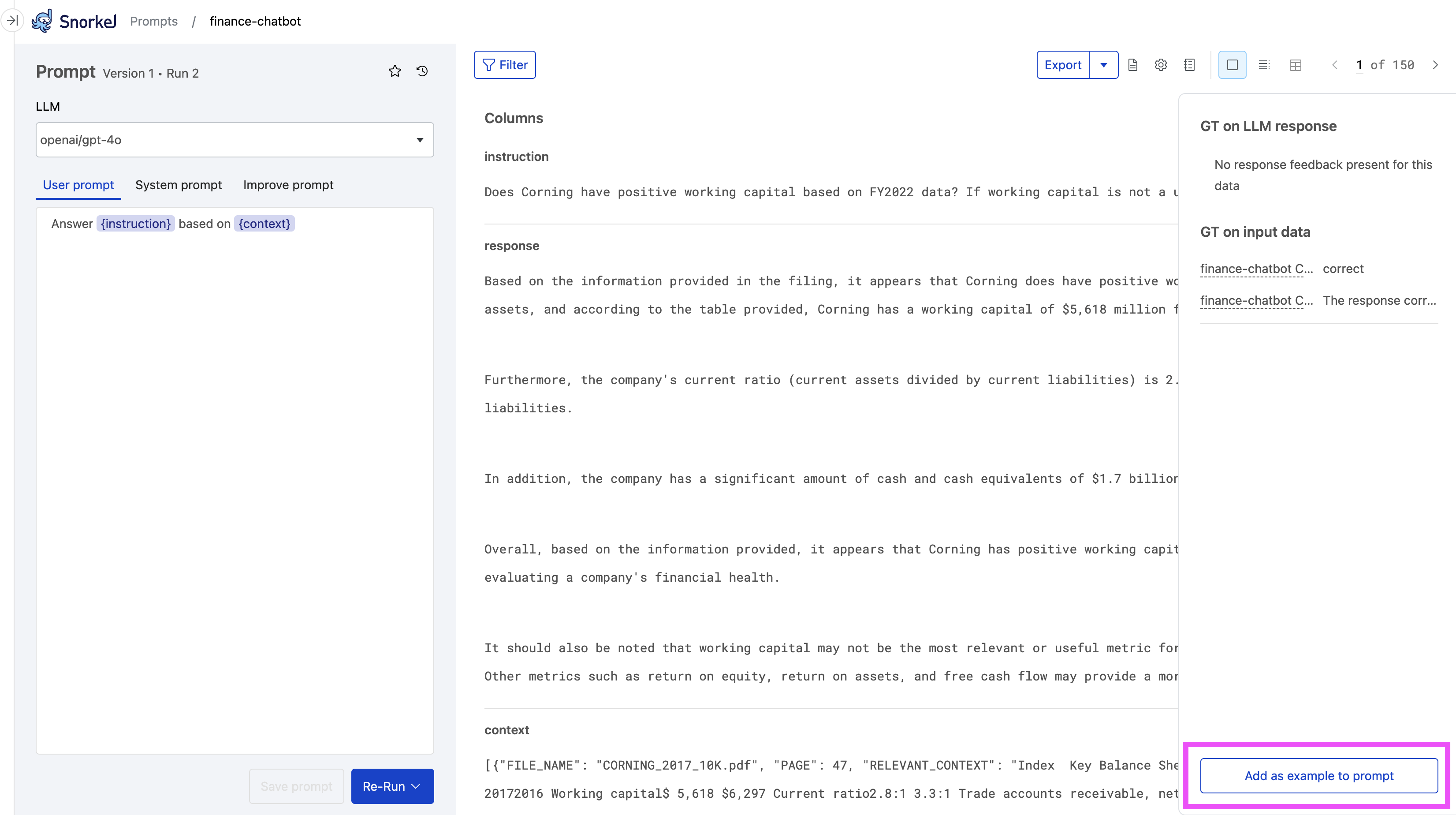 Enhance prompt with ground truth examples - record view