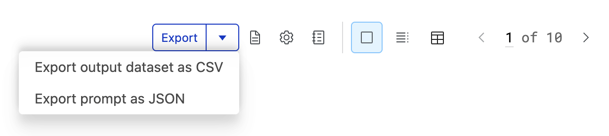 Download prompt run output dataset and prompt template