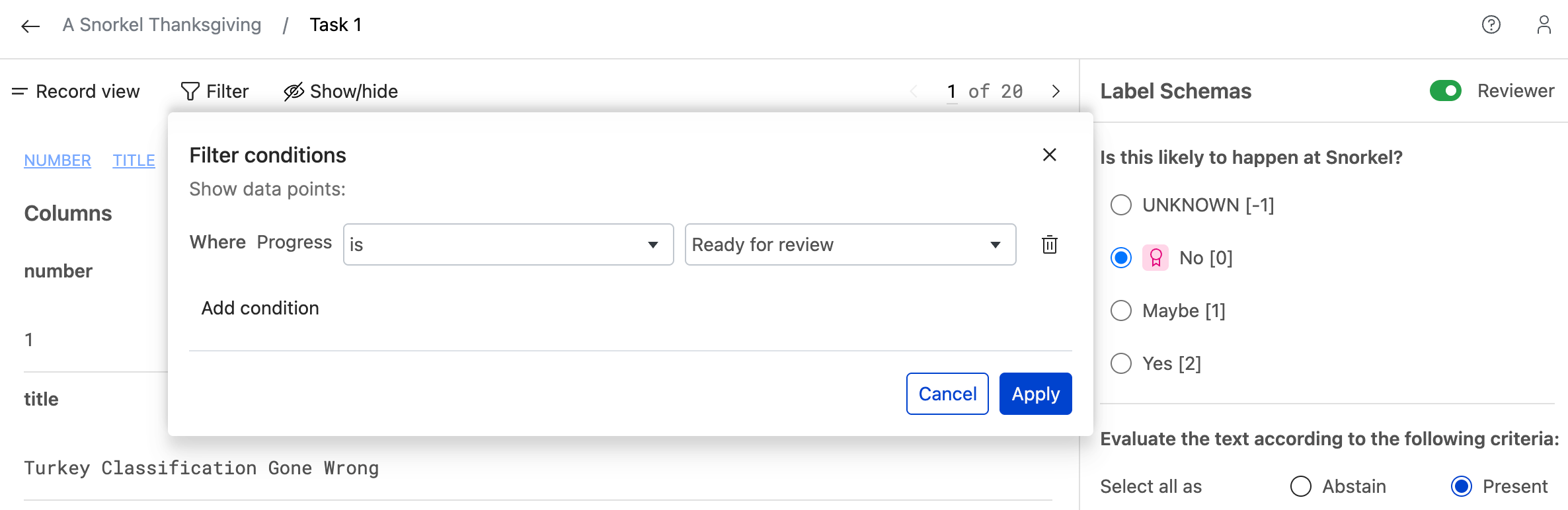 Ready for review filter