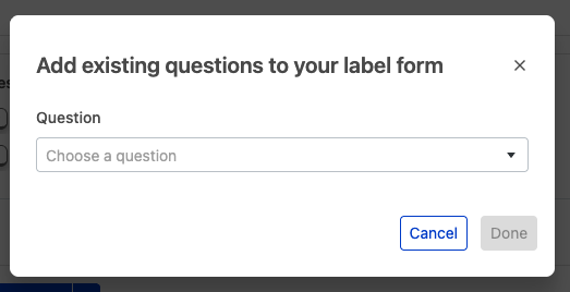 Select existing questions modal