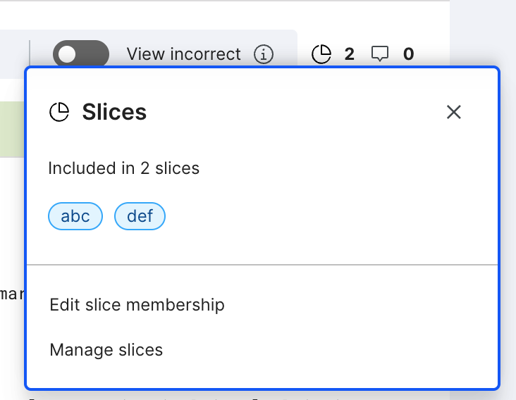 Data view: Edit slice membership