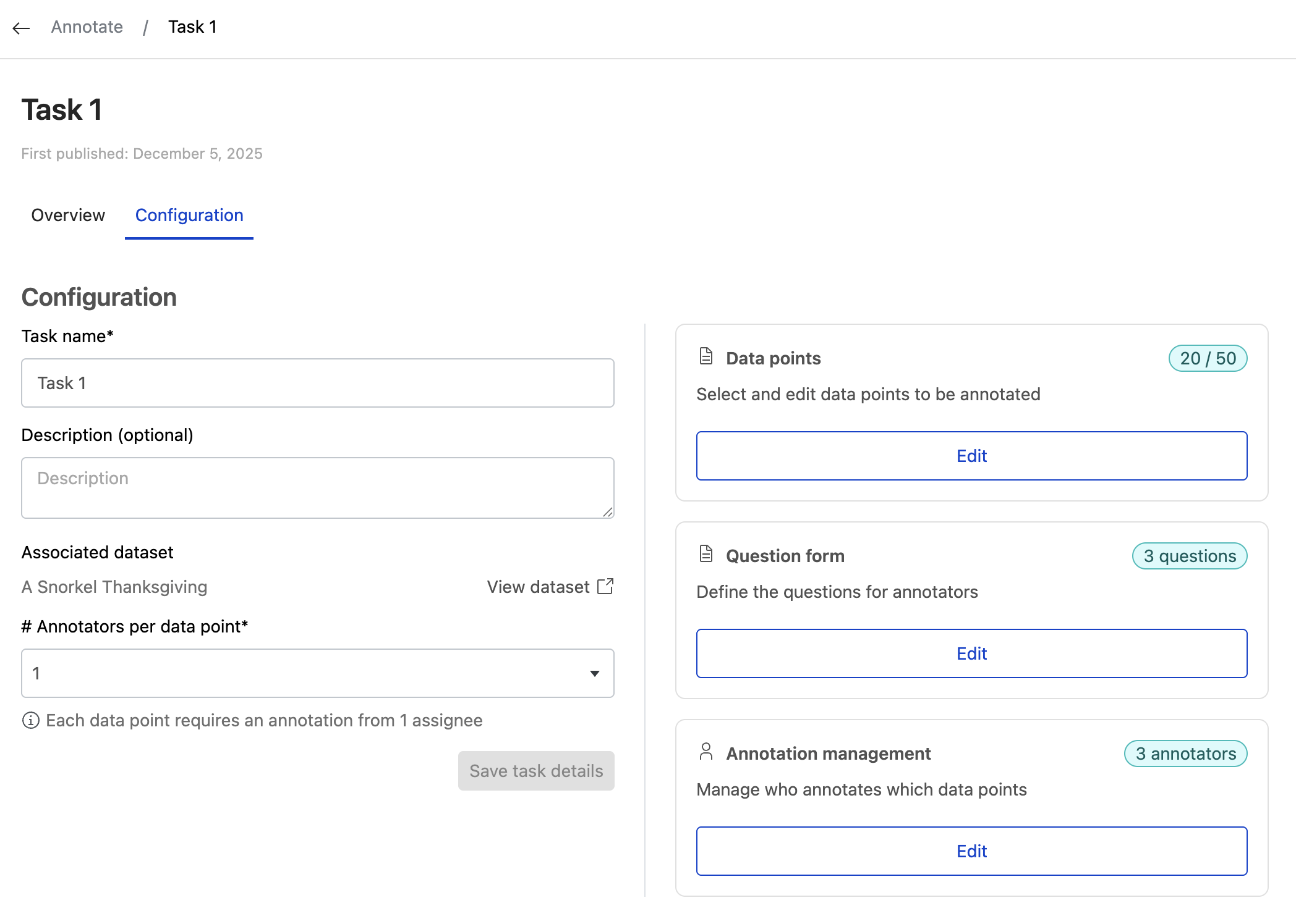 Task management page